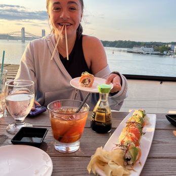 Surf Restaurant - Daughter being silly but look at the view behind her. - Seafood Near Me - Portsmouth, New Hampshire Surf Restaurant - Daughter being silly but look at the view behind her. - Seafood Near Me - Portsmouth, New Hampshire