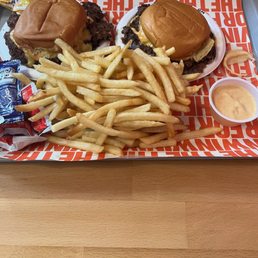 Double Smashburger and Fries. Double Smashburger and Fries.