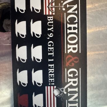 Anchor and Grind - Coffee reward stamp - Coffee & Tea Near Me - Fort Bragg, California Anchor and Grind - Coffee reward stamp - Coffee & Tea Near Me - Fort Bragg, California