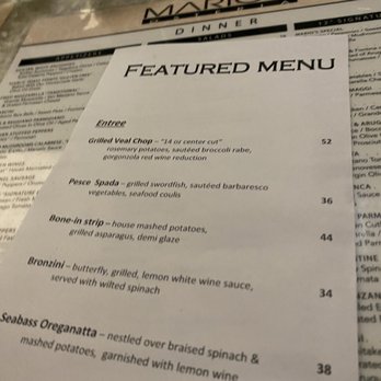Mario's Osteria - specials for the night - Italian Near Me - Boca Raton, Florida