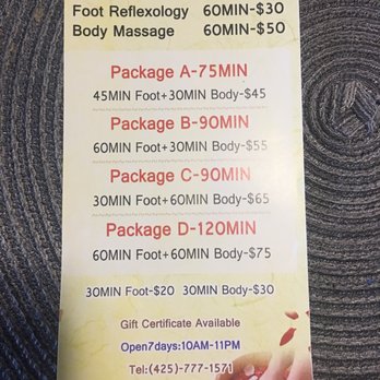 Healthy Foot Massage - Current pricing sheet as of 4/7/19 - Massage Near Me - Everett, Washington Healthy Foot Massage - Current pricing sheet as of 4/7/19 - Massage Near Me - Everett, Washington