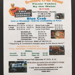 Ormond Crab & Seafood Market - Menu and hours