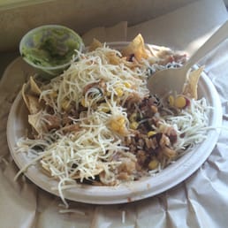 Yummy! 3 cheese nachos! Grilled chicken, corn salsa, brown rice, cheese, pinto beans, and can't forget some guacamole!!! Yummy! 3 cheese nachos! Grilled chicken, corn salsa, brown rice, cheese, pinto beans, and can't forget some guacamole!!!