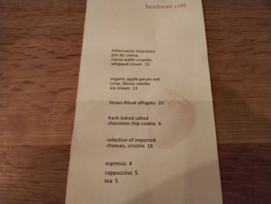 Menu photo 6 Heirloom Cafe San Francisco, CA