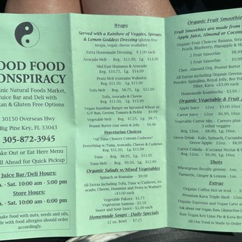 Good Food Conspiracy - Take out menu - Juice Bars & Smoothies Near Me - Big Pine Key, Florida Good Food Conspiracy - Take out menu - Juice Bars & Smoothies Near Me - Big Pine Key, Florida