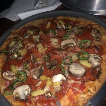 Two Cities Pizza Company - Cauliflower Crust, Vegan Cheese with pepperoni, pineapple, mushroom, and jalapeño pizza - Pizza Near Me - Mason, Ohio Two Cities Pizza Company - Cauliflower Crust, Vegan Cheese with pepperoni, pineapple, mushroom, and jalapeño pizza - Pizza Near Me - Mason, Ohio