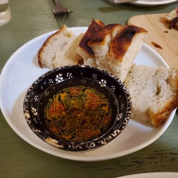 Chestnut Tree Teahouse & Bistro - Fresh bread and seasoned olive oil - Cafes Near Me - Denton, Texas