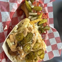 D & B's Hot Dogs and Ice Cream - D & B dog with a side of rattlesnake fries