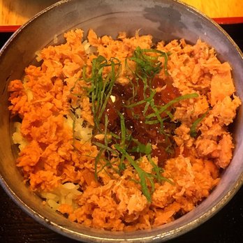 I-NABA - Salmon and ikura donburi with shiso. Salty and delicious fishy goodness - Japanese Near Me - Honolulu, Hawaii I-NABA - Salmon and ikura donburi with shiso. Salty and delicious fishy goodness - Japanese Near Me - Honolulu, Hawaii