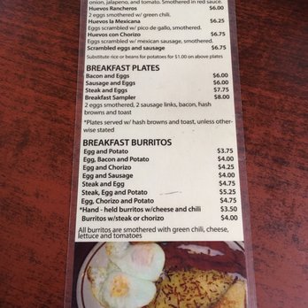 La Cocinita Mexican Restaurant - Breakfast Menu (Served 9-11 AM ONLY) - Mexican Near Me - Denver, Colorado