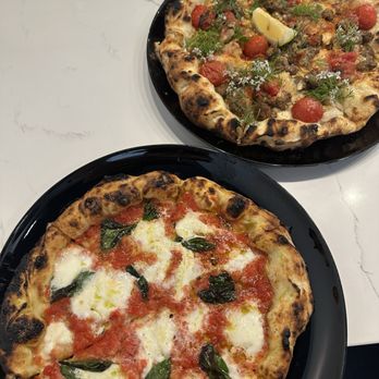Sei Pizza Bar - Top: Mala Lamb Sausage Bottom: Margherita Special - Pizza Near Me - Los Angeles, California