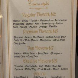 Hookah menu Hookah menu