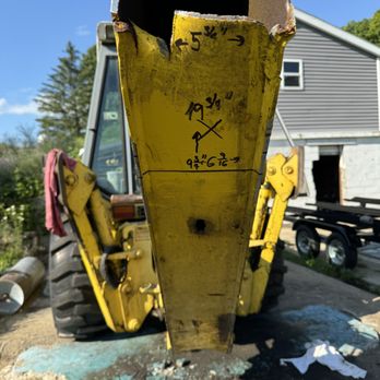 Big B’s Mobile Welding - Planning and measuring for a repair on this backhoe boom. - Metal Fabricators Near Me