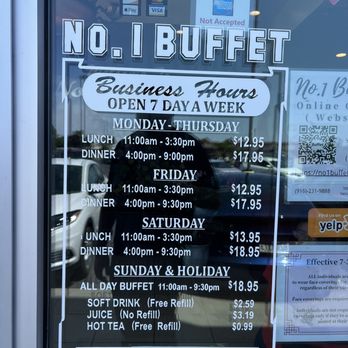 No 1 Buffet - Hours and prices.    $13 for lunch?! You can't beat that. - Buffets Near Me - Sacramento, California