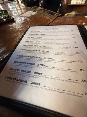 Menu photo 5 Old Absinthe House New Orleans, LA