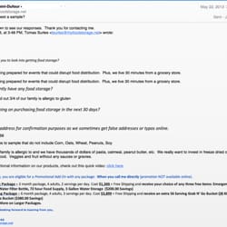 My Food Storage - This is my message showing that I responded.  I never heard from company again.  Very poor customer service!