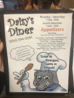 Menu photo 2 Daisy's Diner Riverside, TX