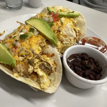 Lake Highlands Cafe - Breakfast Tacos with chicken carnitas - Breakfast & Brunch Near Me - Dallas, Texas
