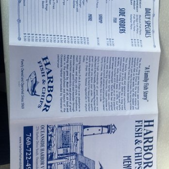 Harbor Fish & Chips - Back of menu - Fish & Chips Near Me - Oceanside, California Harbor Fish & Chips - Back of menu - Fish & Chips Near Me - Oceanside, California