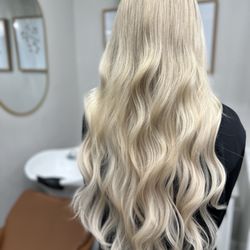 Studio Adore Hair - PLATINUM BLONDE HAIR EXTENSIONS We installed a full set of 24 inch I tip hair extensions