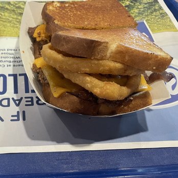 Culver's - The sourdough melt with cheddar cheese, extra grilled onions and regular raw onions and a side order of onion rings - Fast Food Near Me - St. Petersburg, Florida Culver's - The sourdough melt with cheddar cheese, extra grilled onions and regular raw onions and a side order of onion rings - Fast Food Near Me - St. Petersburg, Florida
