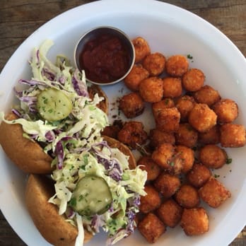Seabirds Kitchen - Jackfruit sliders with sweet potato tots. Yum!! - Vegan Near Me - Costa Mesa, California Seabirds Kitchen - Jackfruit sliders with sweet potato tots. Yum!! - Vegan Near Me - Costa Mesa, California
