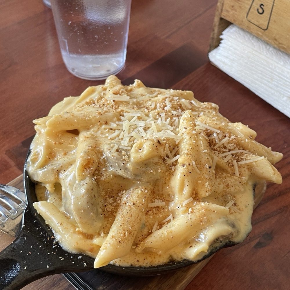 Tommyknocker's Cornish Pasty - Top Notch Mac 'n Cheese with Sausage - British Near Me - Port Townsend, Washington Tommyknocker's Cornish Pasty - Top Notch Mac 'n Cheese with Sausage - British Near Me - Port Townsend, Washington