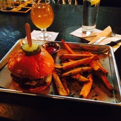 Fox and Crow - Classic Burger (cheddar cheese and grilled onions) fries and some Carton brew. Delish!