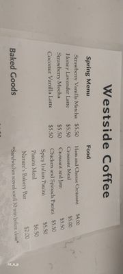 Menu photo 1 Westside Coffee Dallas, TX