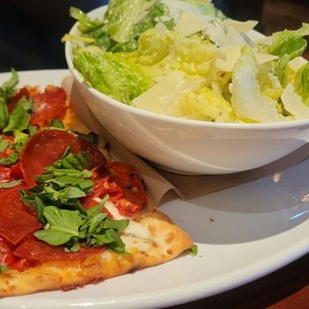 Seasons 52 - Pepperoni Flatbread and Caesar salad - New American Near Me - Costa Mesa, California