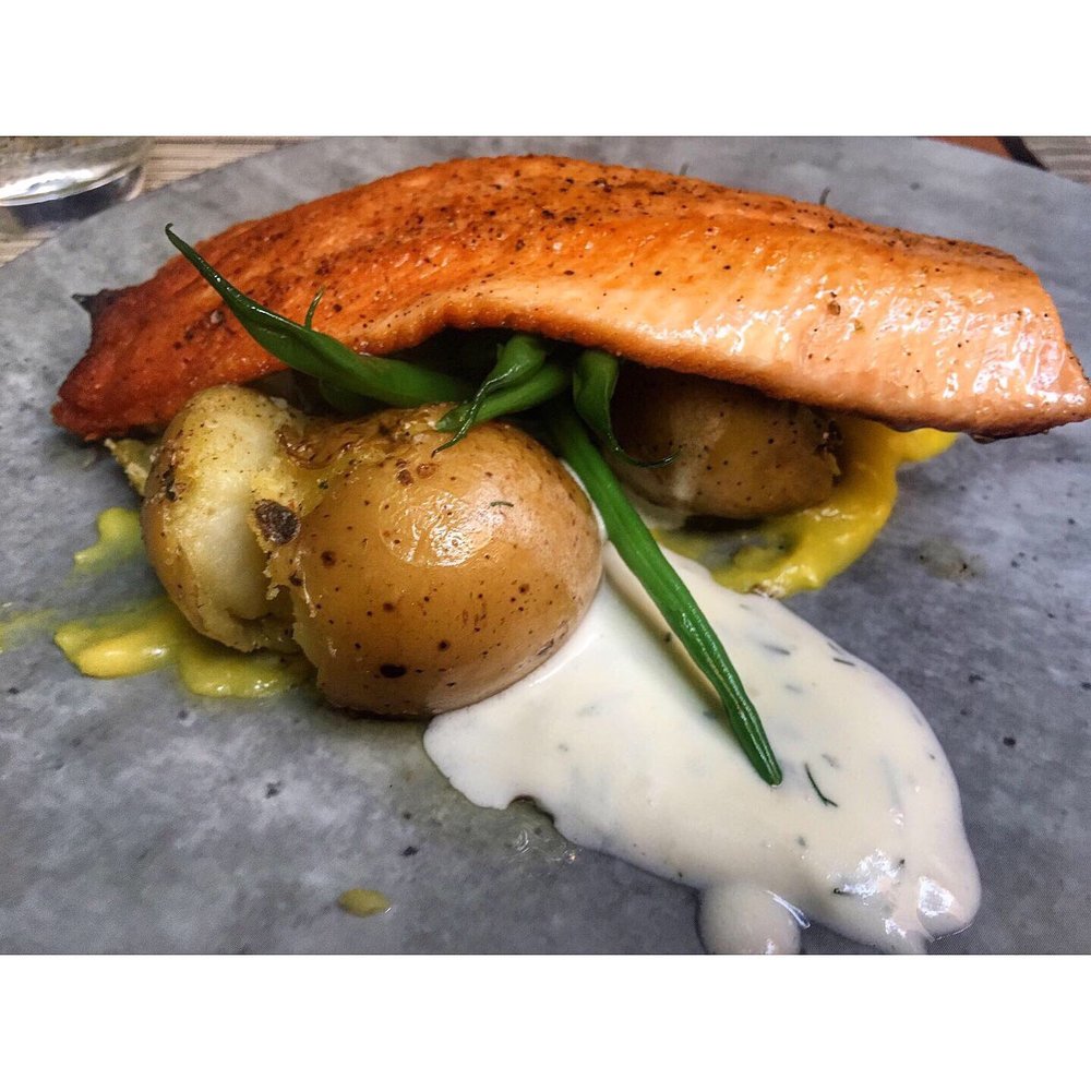 Signatures Restaurant - Rainbow Trout Fillet - Canadian (New) Near Me - Toronto, Ontario Signatures Restaurant - Rainbow Trout Fillet - Canadian (New) Near Me - Toronto, Ontario