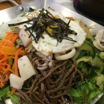 Byung Chun Soondae - Seafood bibimbap before everything was mixed - Korean Near Me - Flushing, New York Byung Chun Soondae - Seafood bibimbap before everything was mixed - Korean Near Me - Flushing, New York