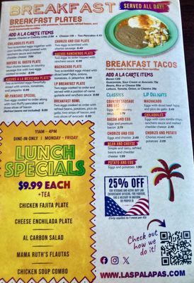 Menu photo 2 Las Palapas San Antonio, TX