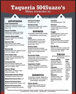 Menu photo 6 Taqueria 504Suazo’s Ocracoke, NC Menu photo 6 Taqueria 504Suazo’s Ocracoke, NC