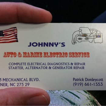 Johnny’s Auto & Marine Electric - Business card - Auto Repair Near Me - Garner, North Carolina Johnny’s Auto & Marine Electric - Business card - Auto Repair Near Me - Garner, North Carolina
