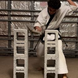 Double Dragon Karate Institute - This is one of our instructors, Braking to show that your techniques will deliver power and can be trusted.