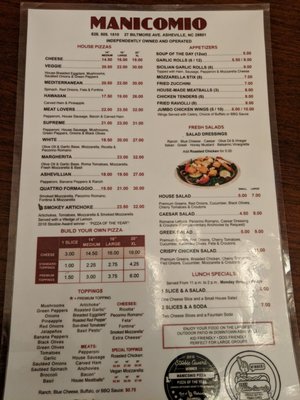 Menu photo 1 Manicomio Pizza Asheville, NC Menu photo 1 Manicomio Pizza Asheville, NC