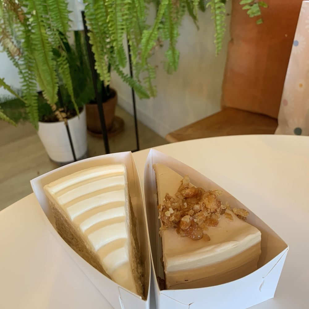 whaT’s More cake studio - Sliced Durian Crepe Cake (left) and Sliced Earl Grey Tea Crepe Cake - Custom Cakes Near Me - Sunnyvale, California whaT’s More cake studio - Sliced Durian Crepe Cake (left) and Sliced Earl Grey Tea Crepe Cake - Custom Cakes Near Me - Sunnyvale, California