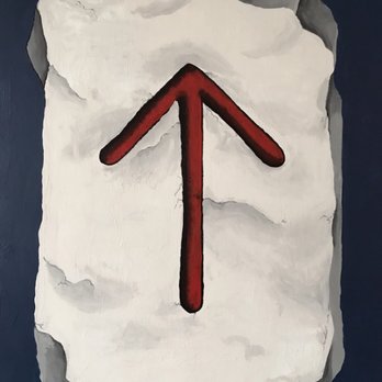 Warrior Up Fitness - This is the Warrior rune hand painted on the studio wall. The Norsemen would paint this glyph on their shields before battle - Trainers Near Me Warrior Up Fitness - This is the Warrior rune hand painted on the studio wall. The Norsemen would paint this glyph on their shields before battle - Trainers Near Me