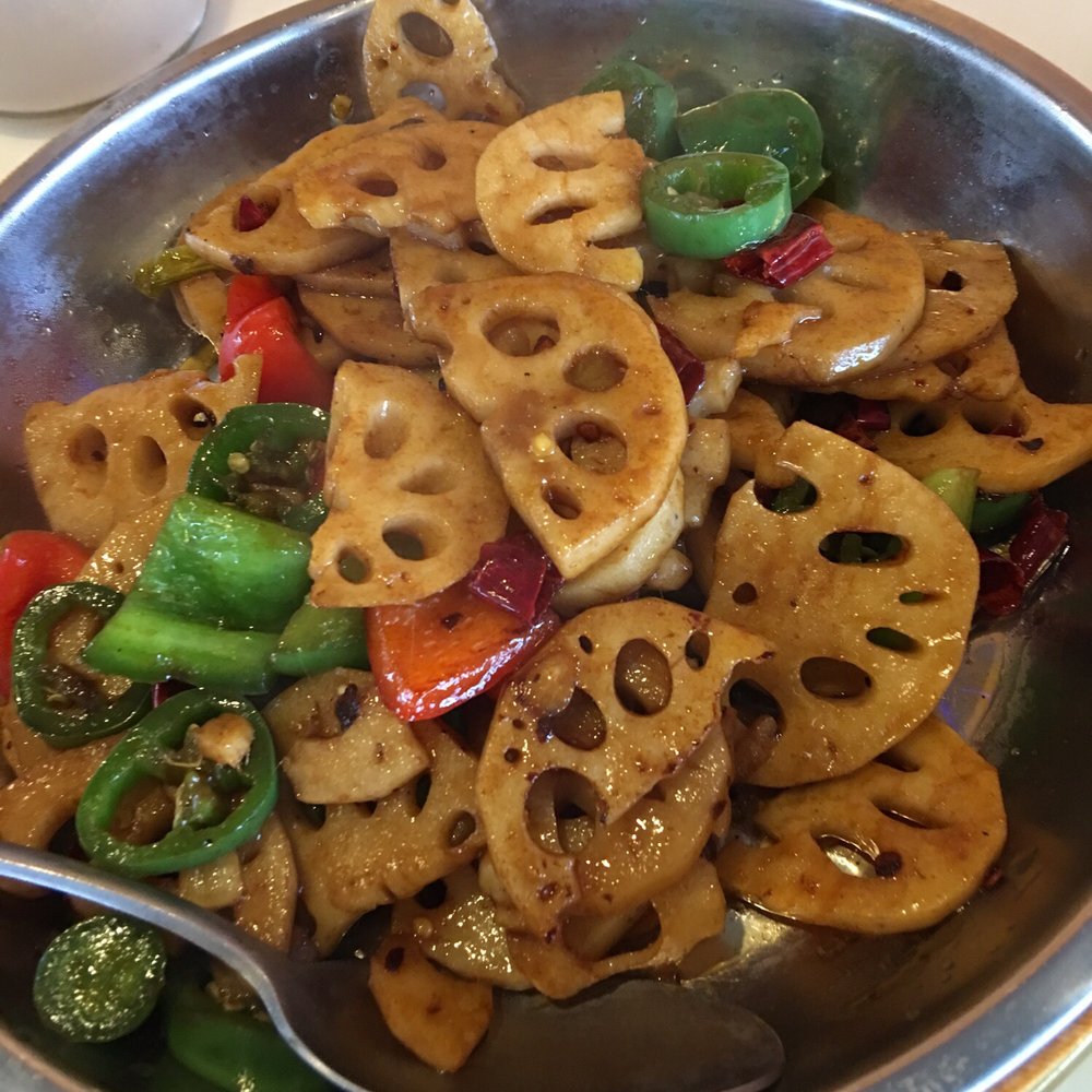 Lulu's Kitchen - Stir-Fried Lotus Root with chili and peppers - good crunchiness and spiciness (5 stars) - Szechuan Near Me - Dublin, California