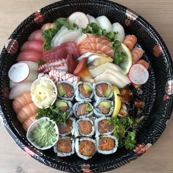 Markham Sushi - Sushi sashimi roll platter 2 (52 pieces) with spicy tuna instead of California roll (+$2) - Sushi Bars Near Me - Markham, Ontario Markham Sushi - Sushi sashimi roll platter 2 (52 pieces) with spicy tuna instead of California roll (+$2) - Sushi Bars Near Me - Markham, Ontario