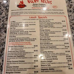 the menu for the restaurant