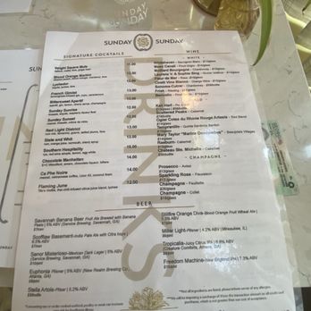 Sunday Sunday - Drink Menu - Breakfast & Brunch Near Me - Savannah, Georgia Sunday Sunday - Drink Menu - Breakfast & Brunch Near Me - Savannah, Georgia