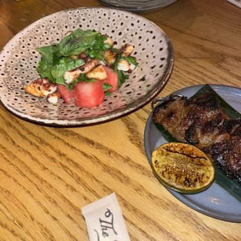 The Tyger - Charred Octopus and Marinated Chicken Satay Skewers - Cocktail Bars Near Me - New York, New York