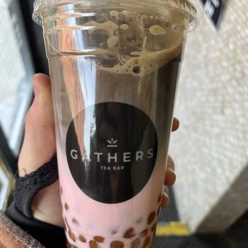 Gathers Tea Bar - rose hojicha milk tea - Bubble Tea Near Me - Chicago, Illinois Gathers Tea Bar - rose hojicha milk tea - Bubble Tea Near Me - Chicago, Illinois