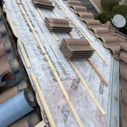Arizona Dryout Restoration - Stacked tiles on full re-roof using POLYGLASS peel and stick underlayment ensuring a longer lasting roof.