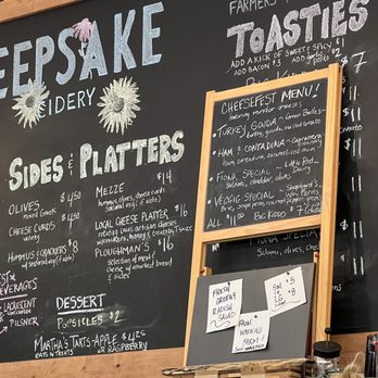 Keepsake Cidery - a menu on a chalkboard - Cideries Near Me - Dundas, Minnesota