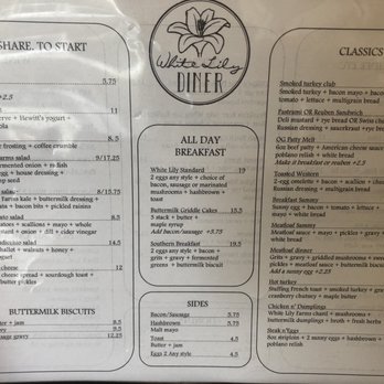 White Lily Diner - Menu - Breakfast & Brunch Near Me - Toronto, Ontario