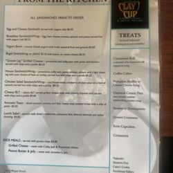 The Clay Cup - Menu