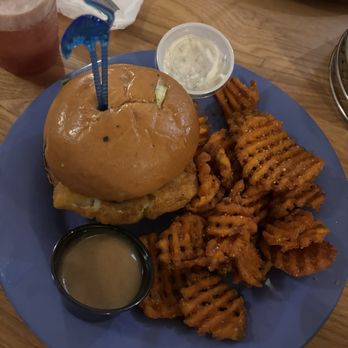 Mango Mango's Caribbean Grill & Bar - Fish Sandwich and Sweet Potato Fries - Caribbean Near Me - Saint Augustine Beach, Florida